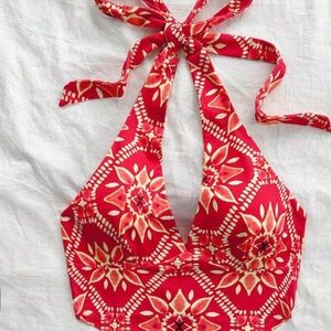 SHEIN Red and Yellow Patterned Crop Top